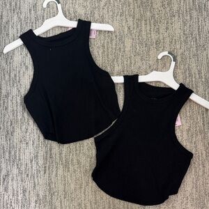 TWO wild fable Black Ribbed racer back Cropped Tank Top